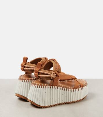 NAMA WEDGE SANDALS IN BLACK FABRIC AND WHITE RUBBER