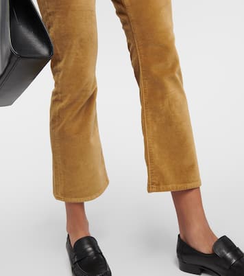 High-rise velvet-trimmed bootcut jeans in beige - Frame | Mytheresa