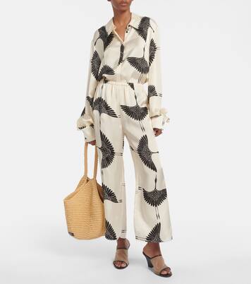 Weite Hose Mindy aus Twill in Weiß - Khaite | Mytheresa 