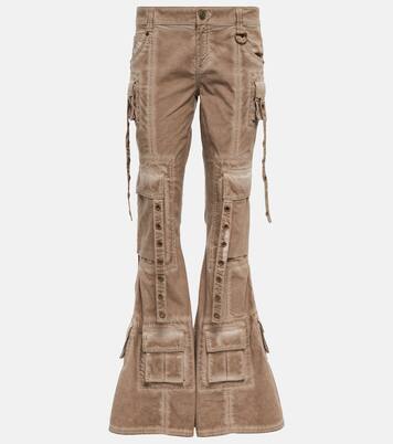 Embellished low-rise flared jeans in neutrals - Blumarine Mytheresa