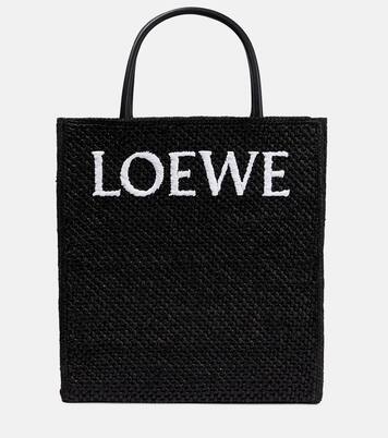 Tote Standard A4 aus Raffiabast mit Leder in Schwarz - Loewe  
