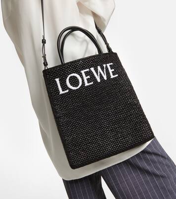 Tote Standard A4 aus Raffiabast mit Leder in Schwarz - Loewe  