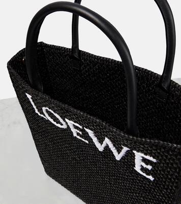 Tote Standard A4 aus Raffiabast mit Leder in Schwarz - Loewe 