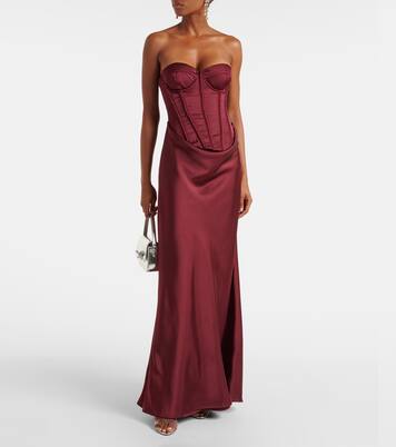 Strappy Mesh Sequined Draping Corset Gown