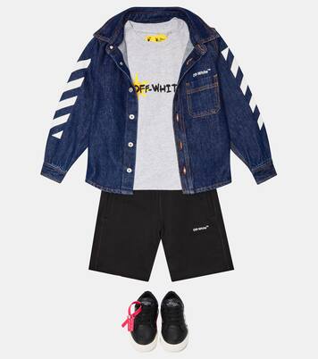 Logo denim shirt jacket | Off-White Kids