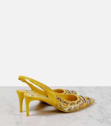 Majolica embroidered slingback pumps in yellow - Dolce Gabbana 