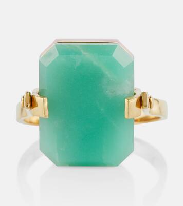 Ring Deco Sandwich aus 9kt Gelbgold mit Opal und Chrysopras in 