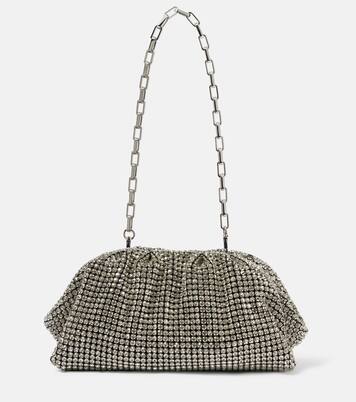 Crystal-embellished clutch in silver - Self Portrait | Mytheresa