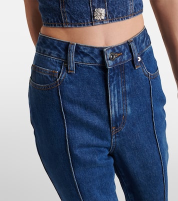 High-Rise Flared Jeans in Blau - Self Portrait | Mytheresa