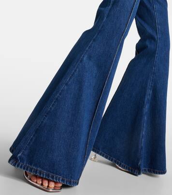 High-Rise Flared Jeans in Blau - Self Portrait | Mytheresa