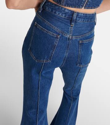 High-Rise Flared Jeans in Blau - Self Portrait | Mytheresa