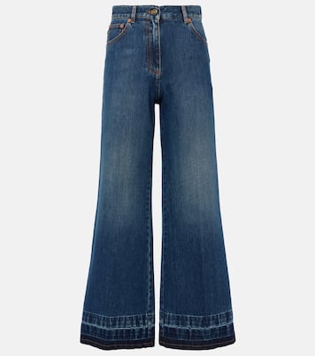 High-Rise Flared Jeans in Blau - Valentino | Mytheresa 