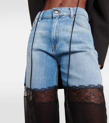 Mid-Rise Wide-Leg Jeans mit Spitze in Multicolor - Nensi Dojaka 