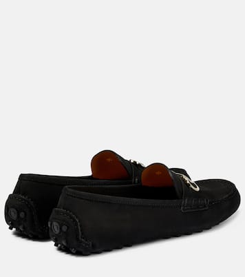 Mokassins Double Gancini aus Veloursleder in Schwarz - Ferragamo 