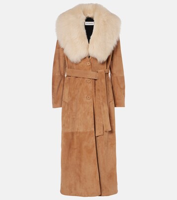 ジャケット・アウター Shearling-Trimmed Suede Coat Shearling-Trimmed Suede Coat