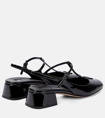 Slingback-Pumps aus Lackleder in Schwarz - Miu Miu | Mytheresa