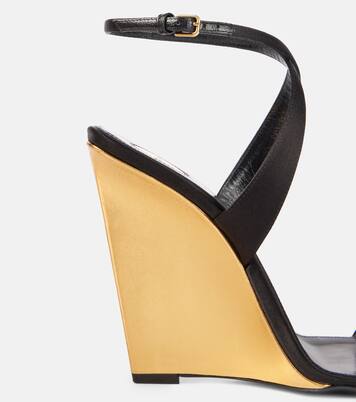 RENDEZ-VOUS SANDALS 70 IN SATIN CREPE BLACK MAROON LEATHER