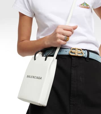 Tote Shopping Phone aus Leder in Weiß - Balenciaga | Mytheresa