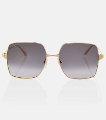 Eckige Sonnenbrille Santos de Cartier in Schwarz - Cartier Eyewear 
