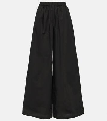Navigli high-rise cotton wide-leg pants in black - Max Mara 
