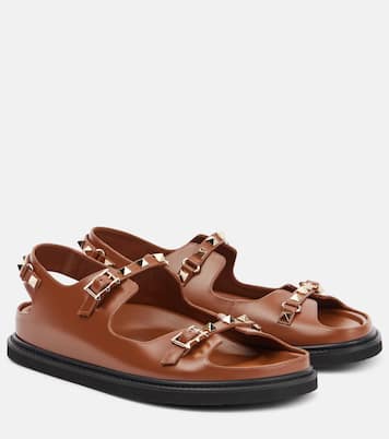 Rockstud leather sandals in brown Valentino Garavani Mytheresa