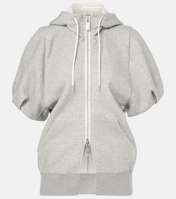 Sponge jersey zip-up hoodie in grey - Sacai | Mytheresa