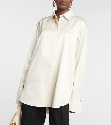Oversized satin shirt in neutrals - Jil Sander | Mytheresa