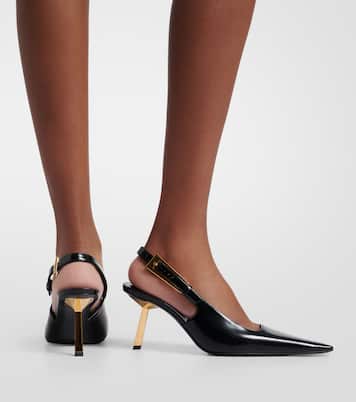 LEE SLINGBACK PUMPS 105 IN BLACK CROCODILE-EMBOSSED LEATHER