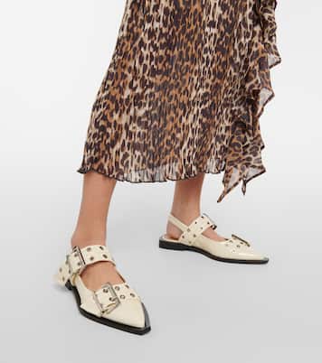 Slingback-Ballerinas aus Lederimitat in Weiß - Ganni | Mytheresa