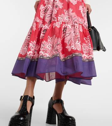 High-rise cotton and silk maxi skirt in red - Etro | Mytheresa 