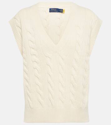 Cable Knit Sweater Vest in White - Polo Ralph Lauren | Mytheresa
