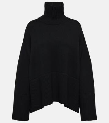 Wool And Cotton Turtleneck Sweater in Black - Toteme | Mytheresa