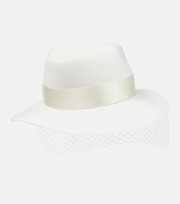 Bridal Henrietta wool felt fedora | Maison Michel