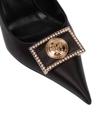 Medusa Biggie embellished satin pumps | Versace