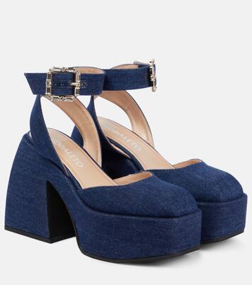 Bulla Sofia Denim Platform Pumps in Blue - Nodaleto | Mytheresa