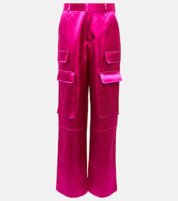 High-rise wide-leg satin cargo pants | Frame