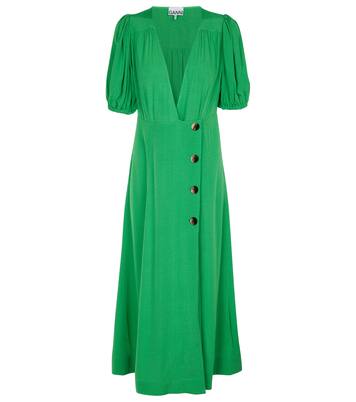 Puff sleeve midi dress | Ganni