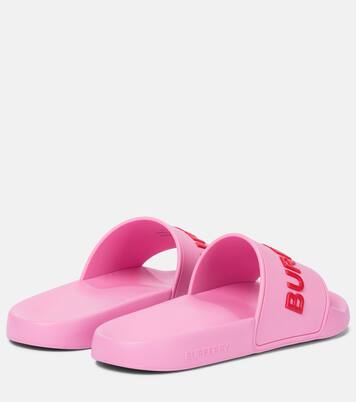 Logo Rubber Slides in Pink - Burberry | Mytheresa