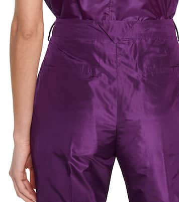 High-rise straight silk taffeta pants | Prada