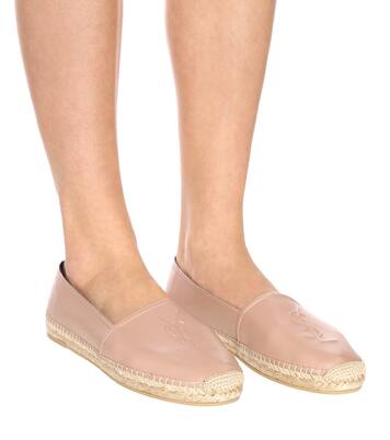 Monogram Leather Espadrilles in Beige - Saint Laurent | Mytheresa