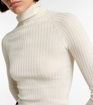 Kita Ribbed Knit Silk Turtleneck Sweater in White - Khaite | Mytheresa