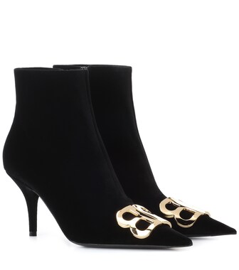 Balenciaga - BB velvet ankle boots - mytheresa.com