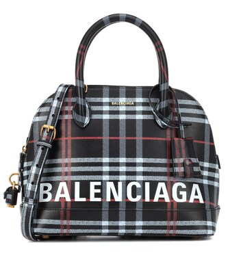 Balenciaga - Ville S plaid leather shoulder bag - mytheresa.com