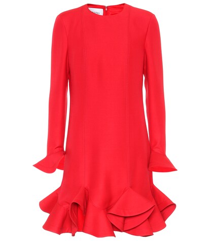 Virgin wool and silk flounce dress