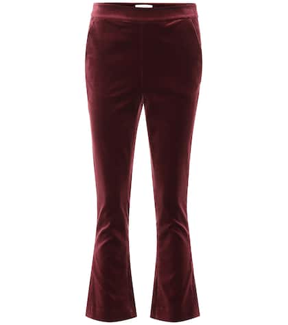 Slit cropped velvet pants