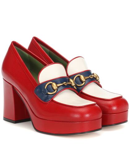 leather platform loafer with horsebit