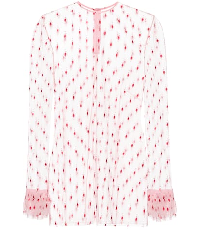 Embroidered mesh blouse