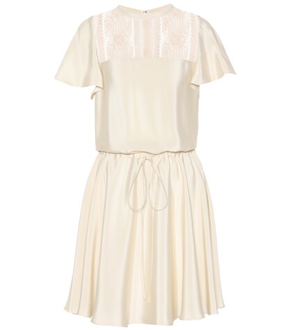 Lace-panelled silk dress