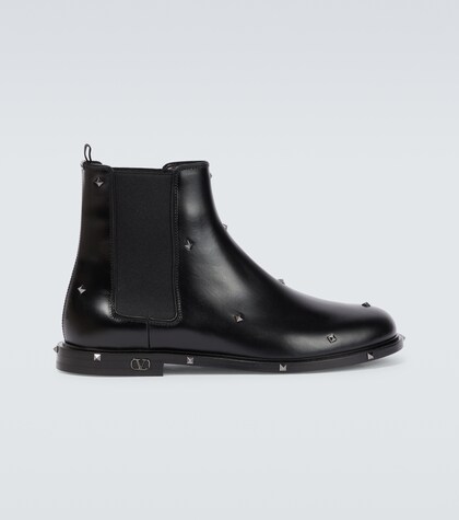 Valentino Garavani Men Vlogo Chelsea Boots Black 41 Polka-dots,Patches Leather