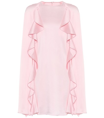 Hammered satin cape dress